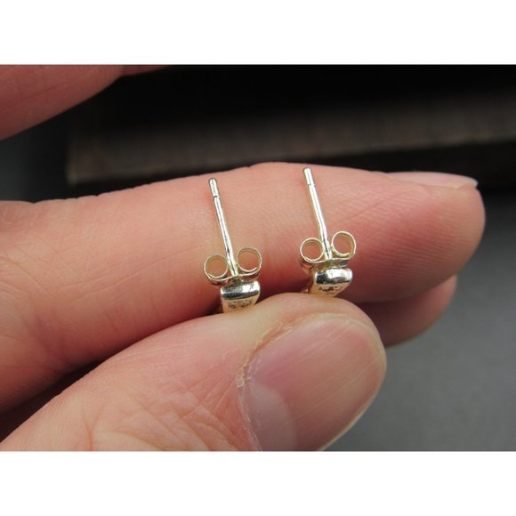 Sterling Silver Pink Well Cut CZ And Diamond Chip Earrings Vintage Wedding - Picture 3 of 6